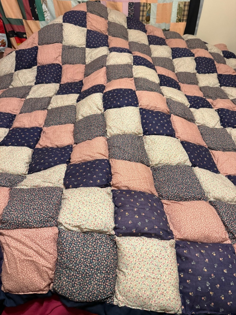 Handmade puff quilt or bubble quilt.